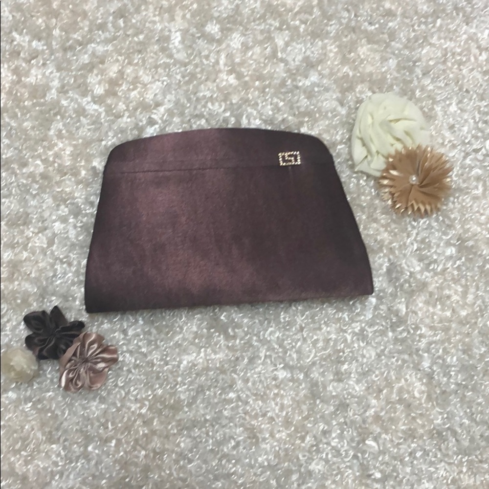 Gunne Sax Brown Satin Clutch